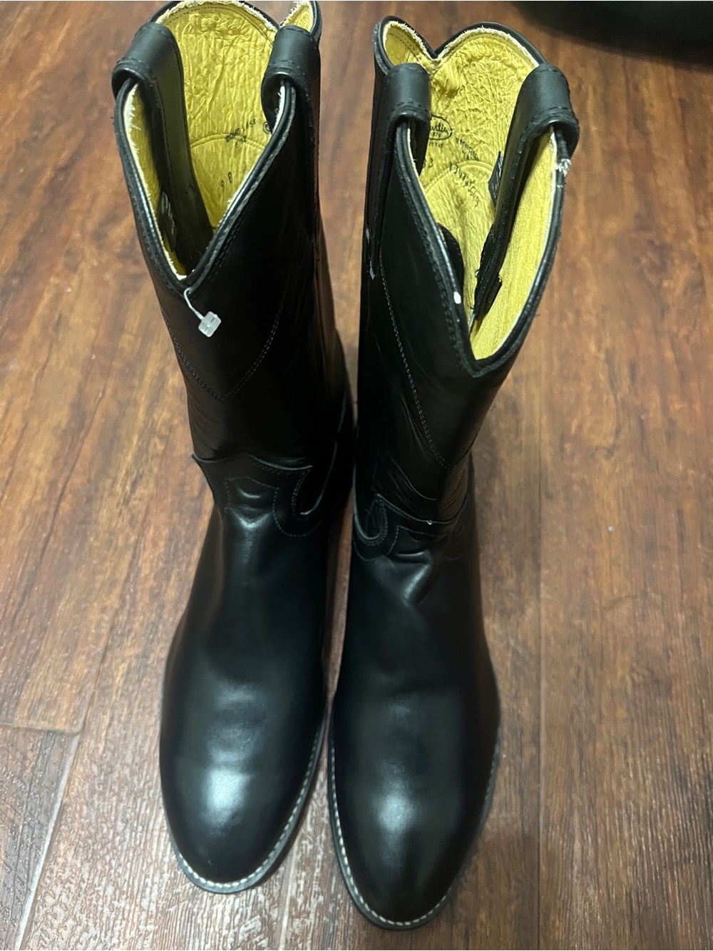Justin Roper Boots Black Leather Western Boots 3133 - SZ 9B
